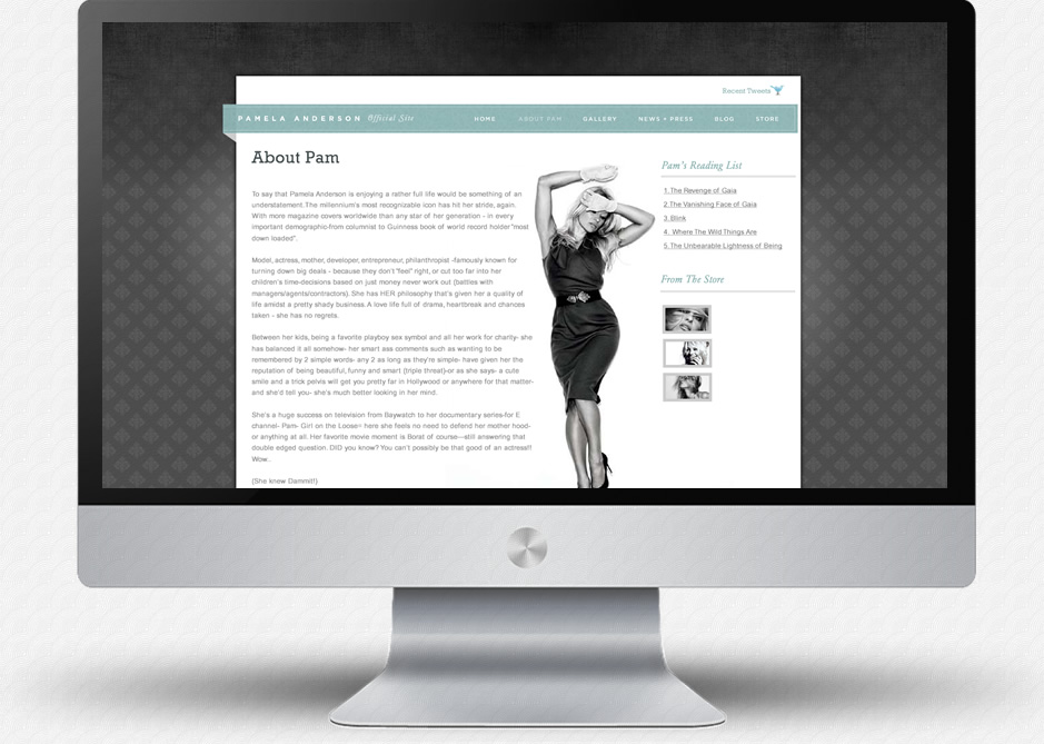 Pamela Anderson Website: About Pam