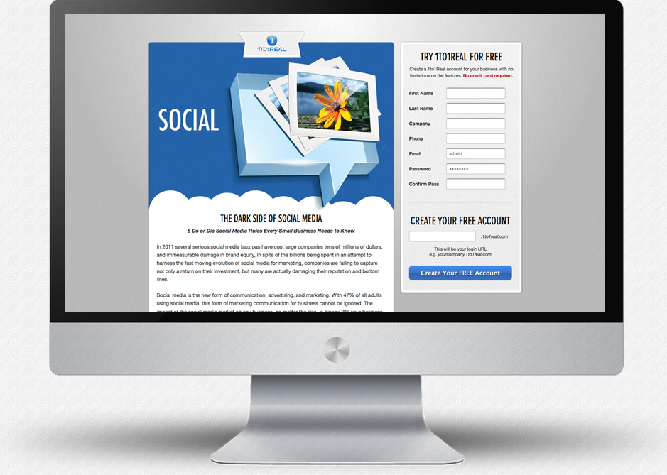 1to1Real Campaign Page: Social Media Concept