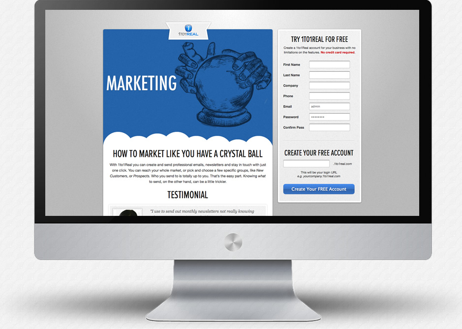 1to1Real Campaign Page: Crystal Ball Marketing Concept